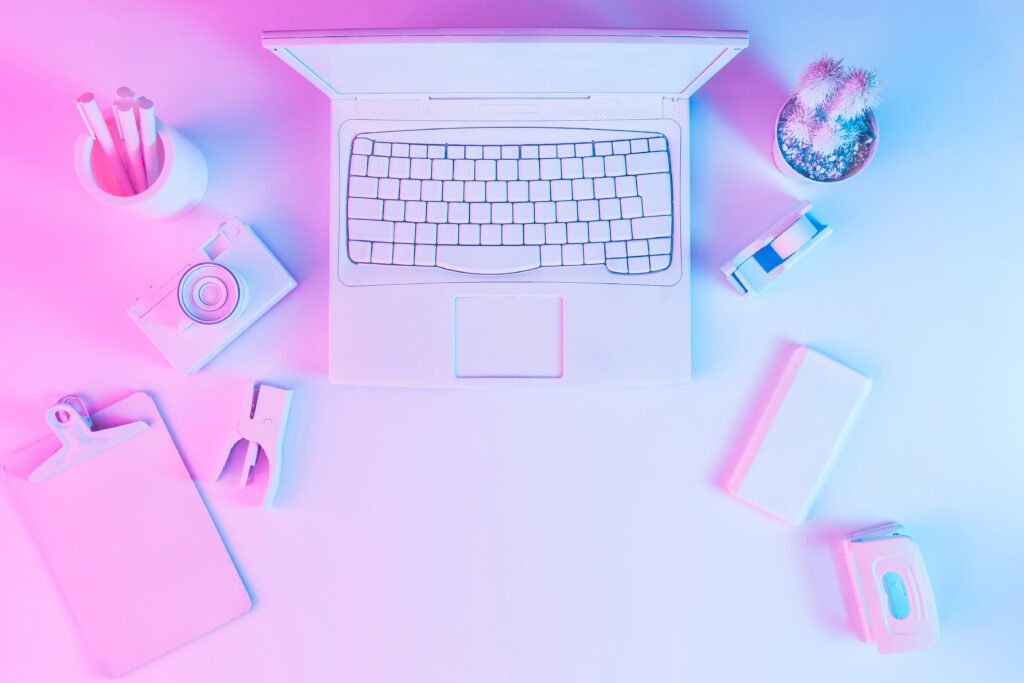 Pink and Blue Desk. The Enlightened Creative.